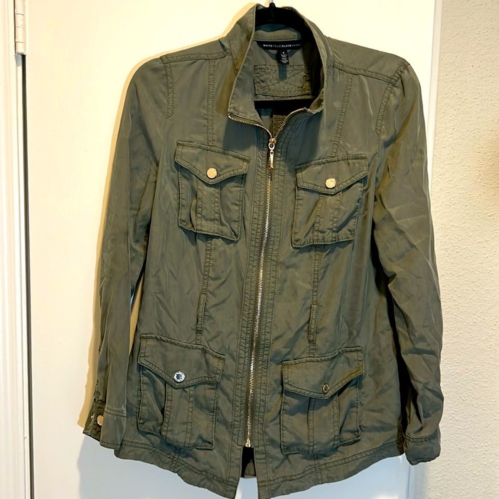 White House Black Market Green Military Field Jacket